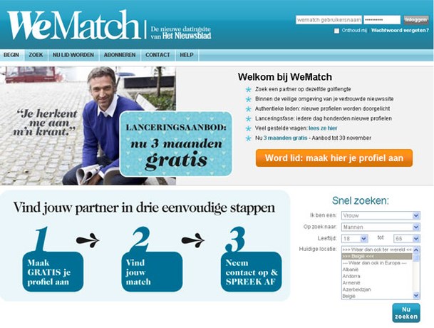 Datingsite van de standaard