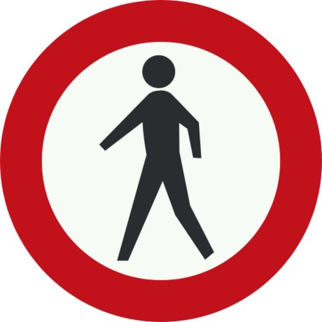 Verbodsbord voor voetgangers in de Ronde