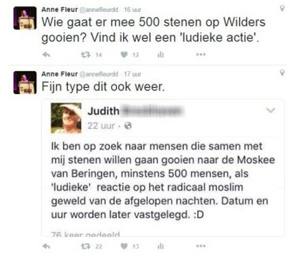 Oude tweet van Belgische vrouw veroorzaakt rel in Nederland: activiste moet onderduiken, Wilders doet aangifte