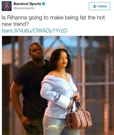 Rihanna is een beetje bijgekomen en dat wordt bijzonder grof onthaald