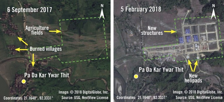 Leger bouwt militaire kampen op Rohingya-dorpen die het eerst heeft platgebrand