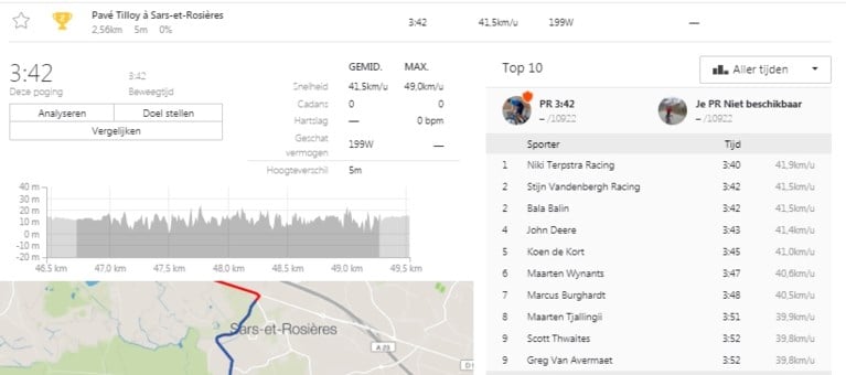 Tijdens verkenning van Tour-rit reed Valverde meteen enkele Strava-records op kasseien van Roubaix