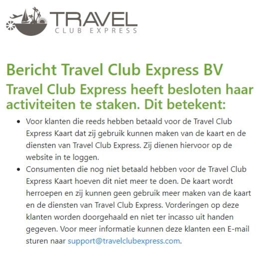 Valsspeler ontmaskerd? Schimmige ‘Travel Club Express’ houdt ermee op