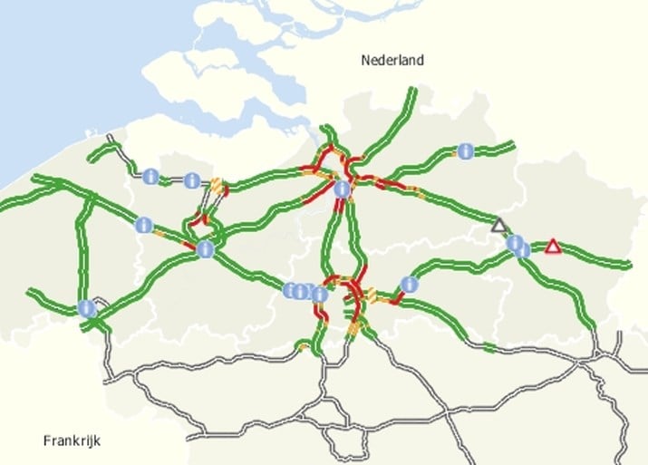 “Uitzonderlijk” veel file in Vlaanderen, nu al effect van Rode Duivels?