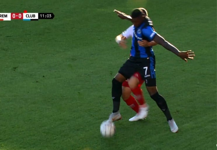 Oerdom: Wesley laat Club Brugge al vroeg in de steek met elleboog