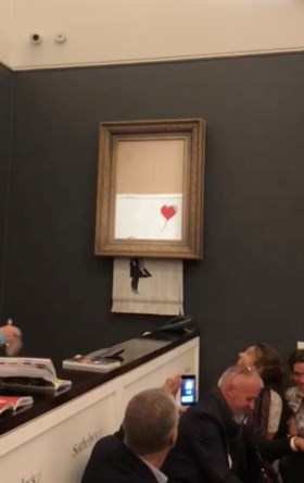 Banksy stak jaren geleden al versnipperaar in lijst van 'Mei... - Het  Nieuwsblad Mobile