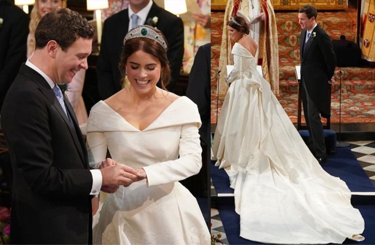 Prinses Eugenie straalt in jurk met Belgisch tintje, bruidskindjes maken het bont
