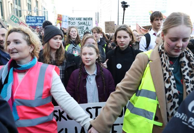 7.500 jongeren in Brussel, Greta Thunberg belaagd door media: “Politie moest ingrijpen”