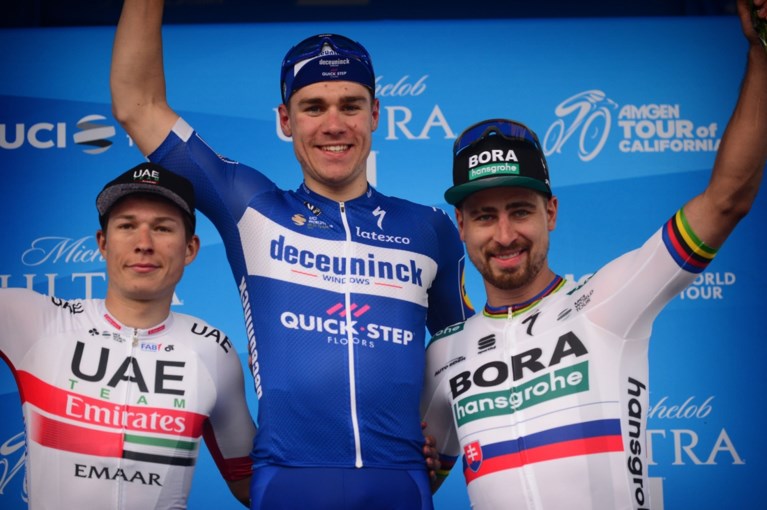 Fabio Jakobsen scoort in Ronde van Californië hattrick voor Deceuninck-Quick Step, Van Garderen blijft leider dankzij jury