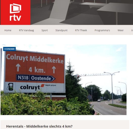 Blunder met reclamebord: afstand van Herentals naar Middelkerke is slechts “4 kilometer”