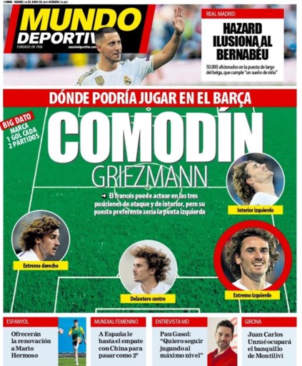 Eden Hazard siert de voorpagina’s van verschillende sportkranten, maar eentje springt er toch wel uit