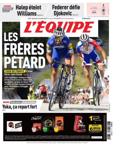 Thomas wie? L’Équipe zet mythische zege van De Gendt in schaduw van Franse strijd om geel