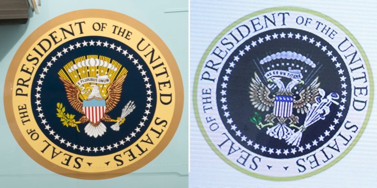 Trump speecht voor verkeerd (en beledigend) presidentieel zegel: ‘dader’ ontslagen, organisatie excuseert zich