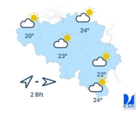 Heerlijk zomerse dag met temperaturen tot 24 graden, daarna frisser
