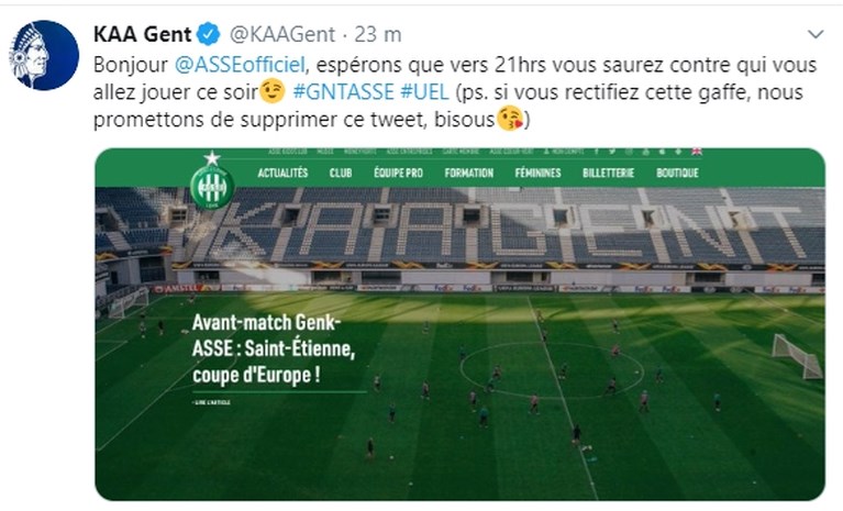 Gent of Genk? Het blijft voor verwarring zorgen: “Hopelijk weten jullie om 21u tegen wie je moet spelen”
