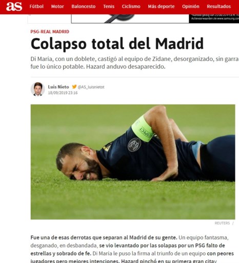 Spaanse pers hard voor Belgische Real-sterren: “Hazard was vermist, Courtois houdt ze niet tegen”