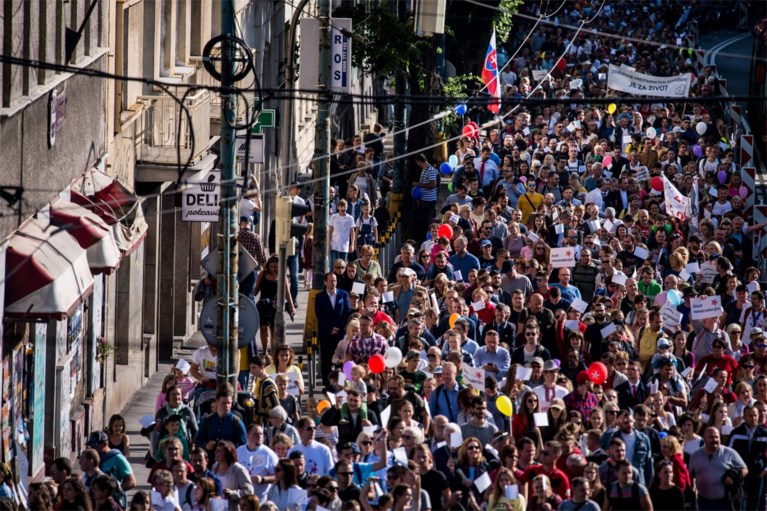 Grote manifestatie tegen abortus in Slovakije