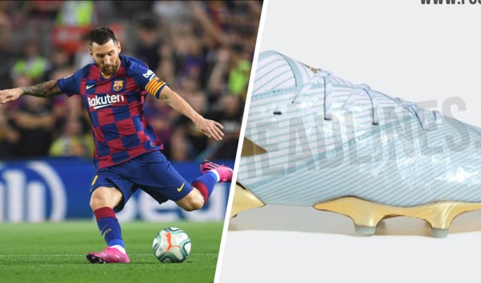 Kiwi Schrijf op Stemmen Met deze blinkende schoenen viert Lionel Messi een speciale dag in zijn  carrière | Het Nieuwsblad Mobile