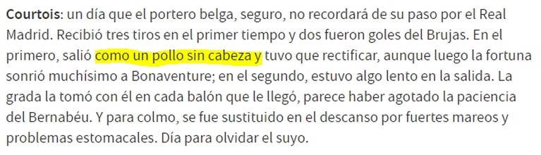 Spaanse analist in Madrileense krant hard voor Courtois, ook Hazard niet gespaard: “Als een kip zonder kop”