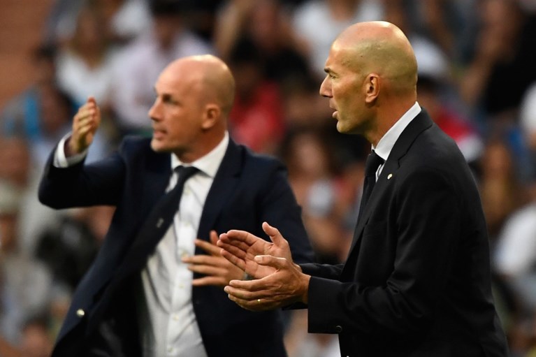 Hilariteit door opmerkelijk beeld tijdens Real Madrid - Club Brugge: “Zidane doet drie jobs tegelijkertijd”