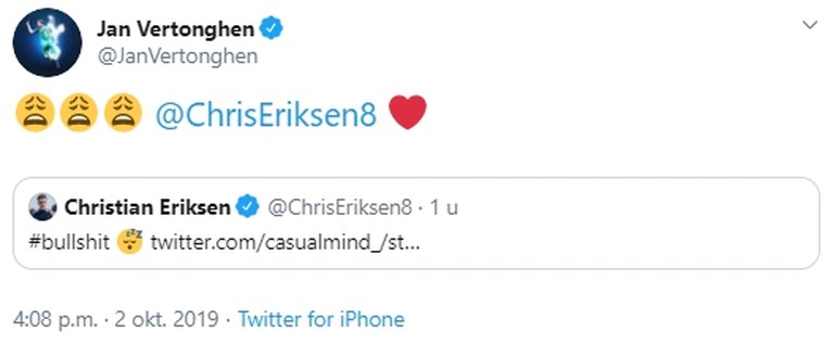Jan Vertonghen en Tottenham-ploegmaat Christian Eriksen lachen met gerucht over vermeende affaire