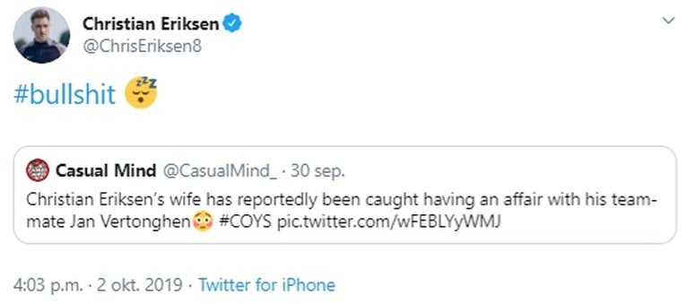 Jan Vertonghen en Tottenham-ploegmaat Christian Eriksen lachen met gerucht over vermeende affaire