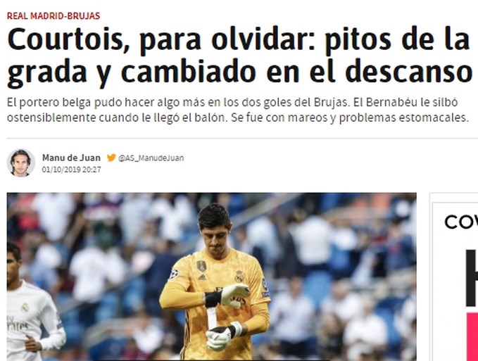 Spaanse analist in Madrileense krant hard voor Courtois, ook Hazard niet gespaard: “Als een kip zonder kop”