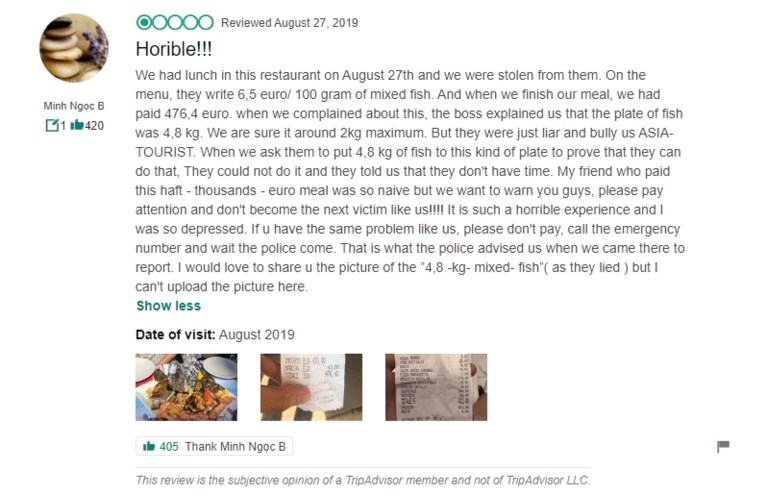 Toeristen in Rome klagen over rekening van 430 euro op restaurant, nu wil uitbater hen aanklagen