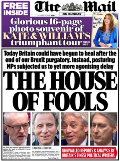 “The house of fools”: zo kijken de Britse kranten naar de nieuwe Brexit-uppercut voor Boris Johnson
