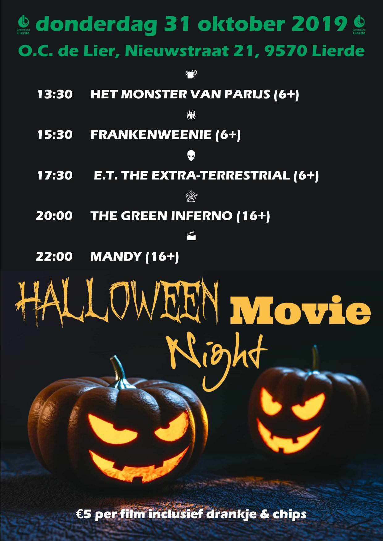 Gezinsbond Lierde organiseert "Halloween Movie Night"