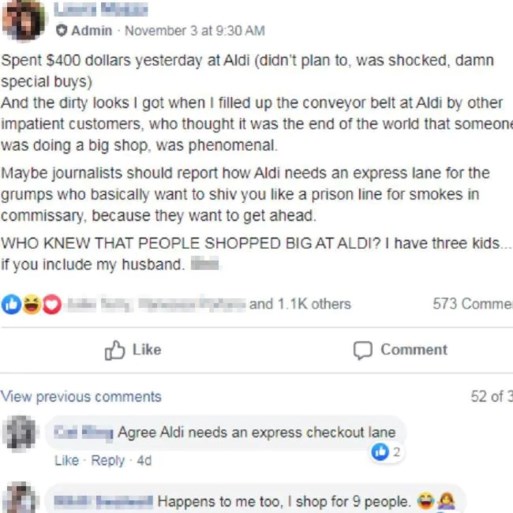 Vrouw ergert zich aan “probleem” van Aldi-supermarkten en oogst bijval van andere klanten