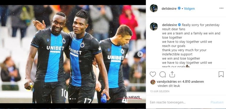 Opvallend: aantal spelers van Club Brugge steunt Diagne op sociale media