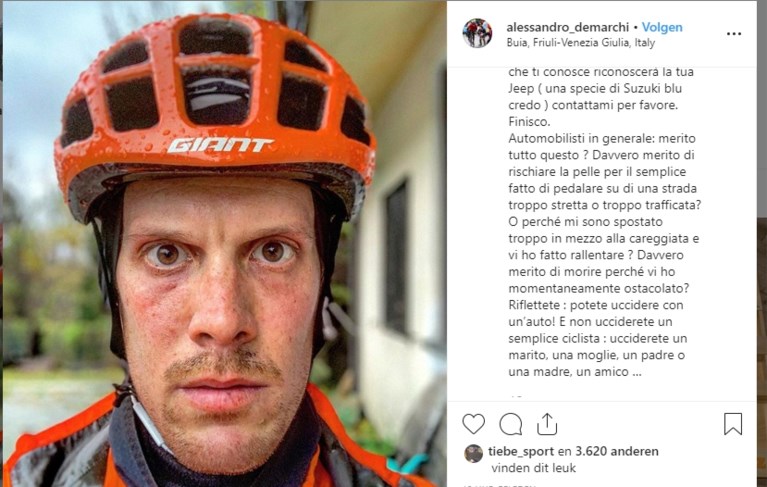 Emotionele oproep Alessandro De Marchi aan automobilisten: “Bekijk het gezicht van iemand die net aan de dood is ontsnapt”
