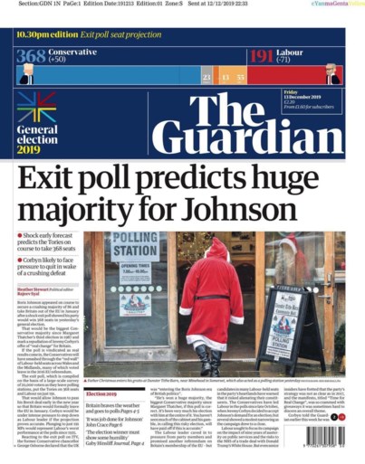 Brullende leeuw, nachtmerrie en aardverschuiving: Britse kranten over de overwinning van Boris Johnson