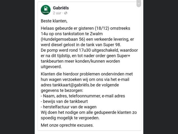 Verstrooide leverancier vult Super 98-tank met diesel