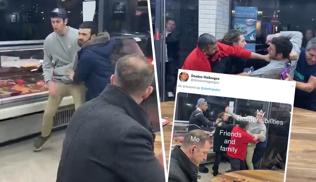Man is hit op internet omdat hij rustig blijft eten tijdens knokpartij, hoewel “frietjes niet erg lekker waren”