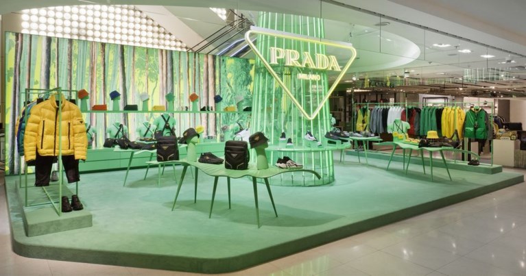 Nieuwe pop-upwinkel Prada slaat groen uit