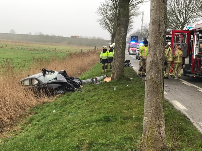 Politie ziet zwaar verkeersongeval: auto knalt tegen boom en belandt in gracht, bestuurder zwaargewond