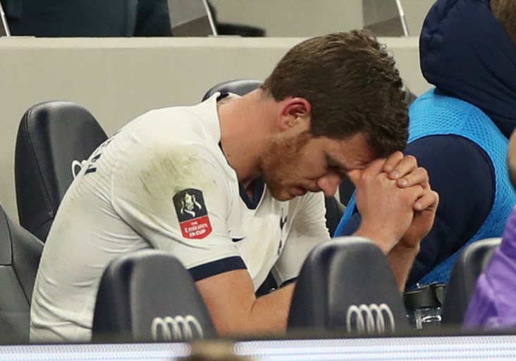 Jan Vertonghen bijna in tranen na vroege wissel bij Tottenham Hotspur