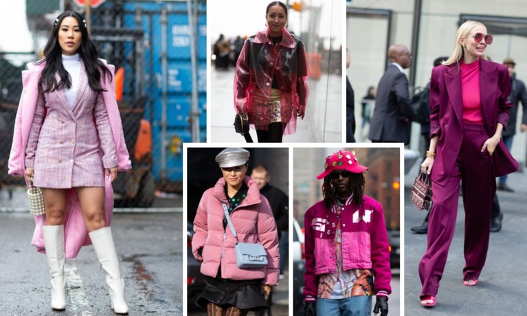 Dé kleur op straat in New York, op de rode loper en straks ook hier: kauwgomroze