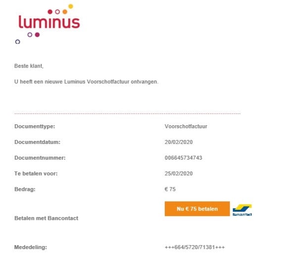 Luminus waarschuwt voor nieuwe vorm van oplichting: “Ziet er zeer geloofwaardig uit”