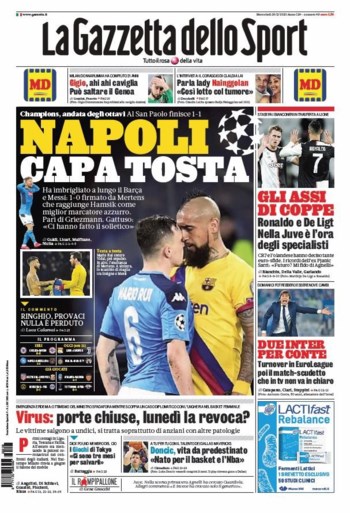 Dries Mertens siert de cover van Italiaanse kranten na historisch doelpunt tegen Barcelona