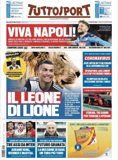 Dries Mertens siert de cover van Italiaanse kranten na historisch doelpunt tegen Barcelona