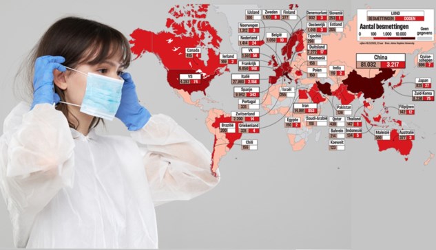 pic Coronacijfers Wereldwijd kaart besmettingen doden en