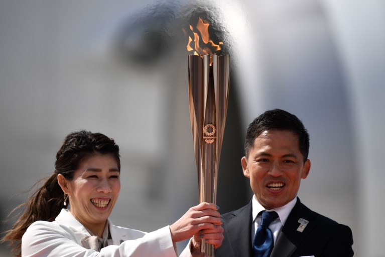Olympische vlam Tokio 2020 aangekomen in Japan