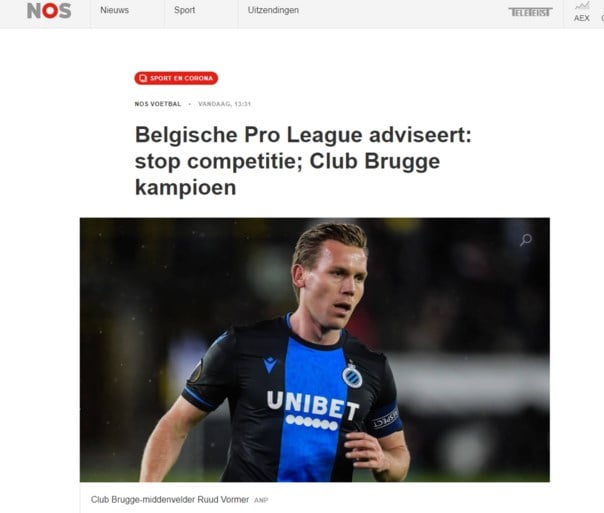 Stopzetting Belgische competitie even wereldnieuws: buitenlandse media rapporteren het nieuws massaal