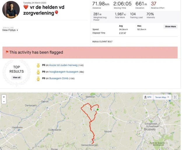 Naesen zet zijn Strava-account even on hold: “Sommigen geraken er gefrustreerd door”
