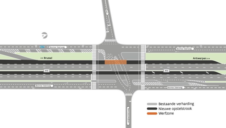 Week lang herstellingswerken aan kruispunt A12 in Aartselaar