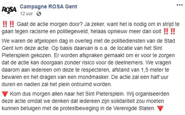 Oproep voor betoging ‘tegen politiegeweld’ in Gent, maar die wordt niet toegestaan