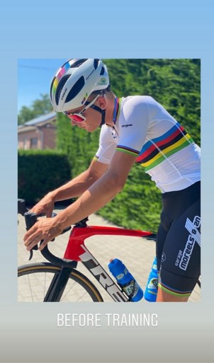 Thibau Nys lacht met oververhitte vader Sven op Instagram: “Hij traint zo graag met mij...”